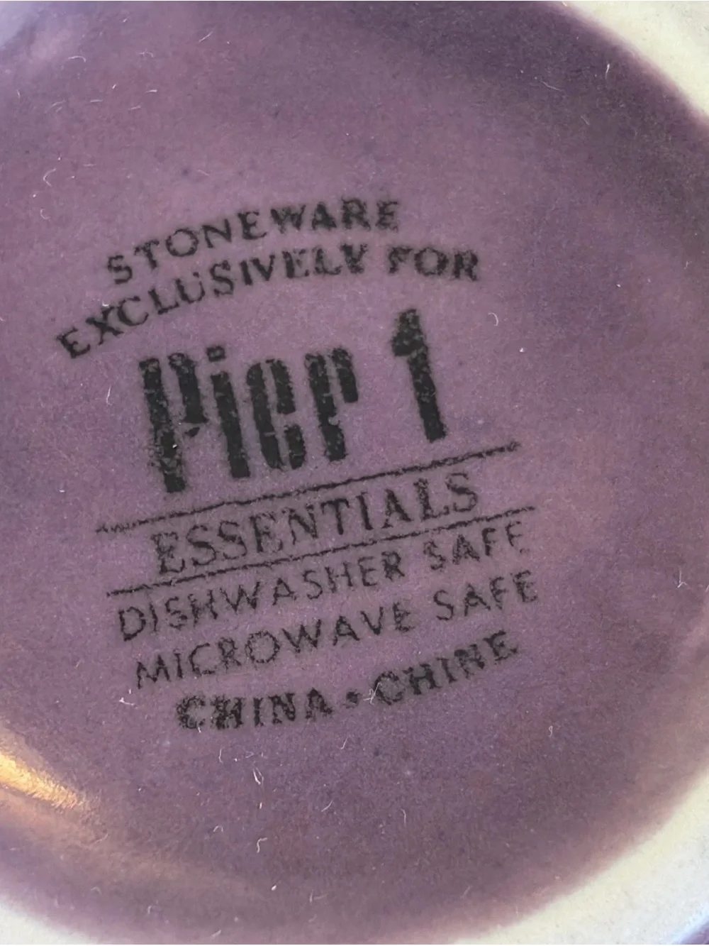 Set of 2 Pier 1 One Imports Grape Purple Ribbed Stone Ware Coffee Cups Mugs
